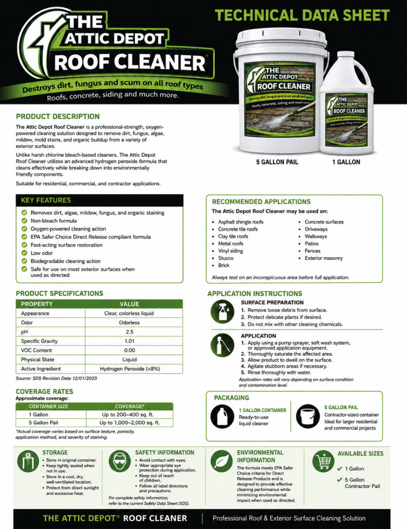 Roof Cleaner technical data sheet preview